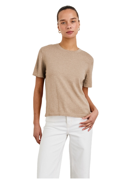 Cotton Cashmere Short Sleeve Tee in heather oat
