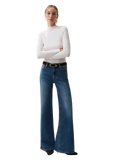 Vivian Mid Rise Wide Leg in Blue Depths, front