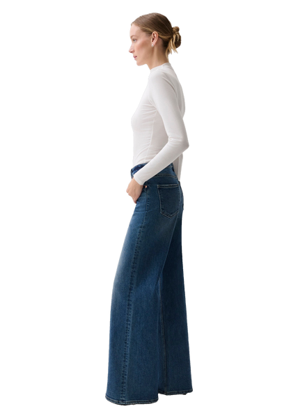 Vivian Mid Rise Wide Leg in Blue Depths, side