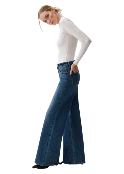 Vivian Mid Rise Wide Leg in Blue Depths, detail