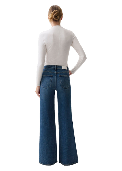 Vivian Mid Rise Wide Leg in Blue Depths, back