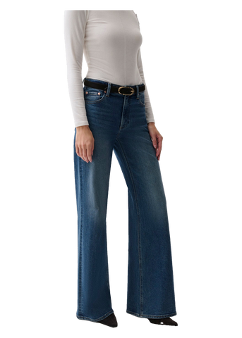 Vivian Mid Rise Wide Leg in Blue Depths