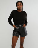 Vegan Leather Cuffed Short