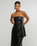 Vegan Leather Strapless Top