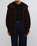Striped Sweater Zip Up - Umber