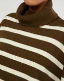 Striped Turtle Neck Sweater - Olive