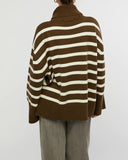 Striped Turtle Neck Sweater - Olive
