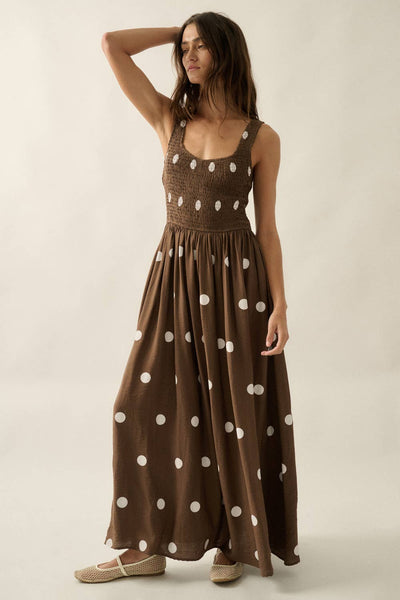 Chocolate Polka Dot Maxi Dress