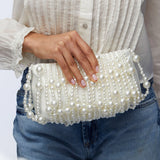 Ivory Pearl Willow Beaded Clutch