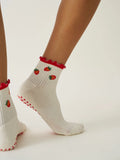 Strawberry Ruffle Pilates Sock