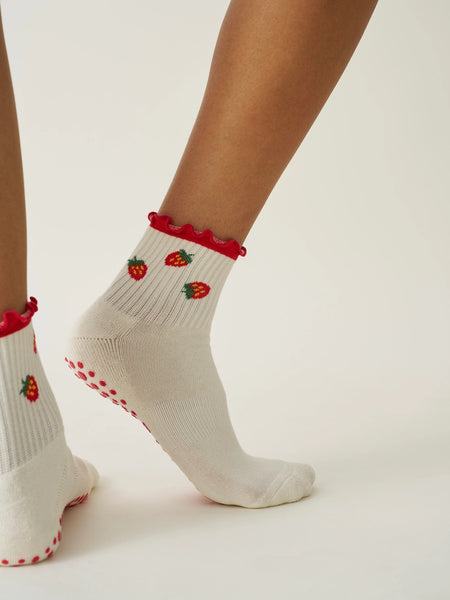 Strawberry Ruffle Pilates Sock