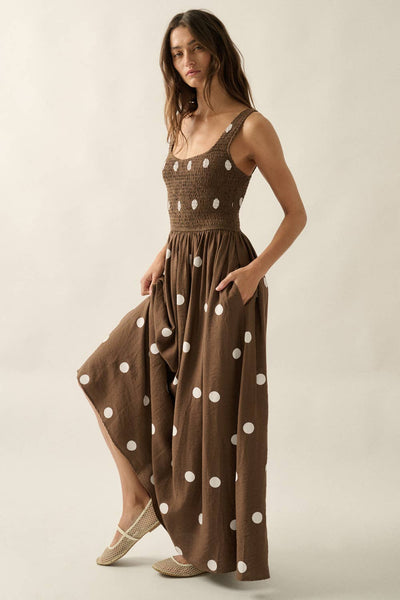 Chocolate Polka Dot Maxi Dress