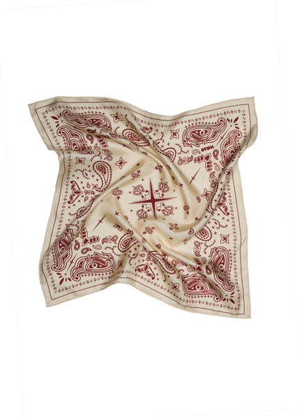 Paisley Silk Bandana - Vanilla Cream
