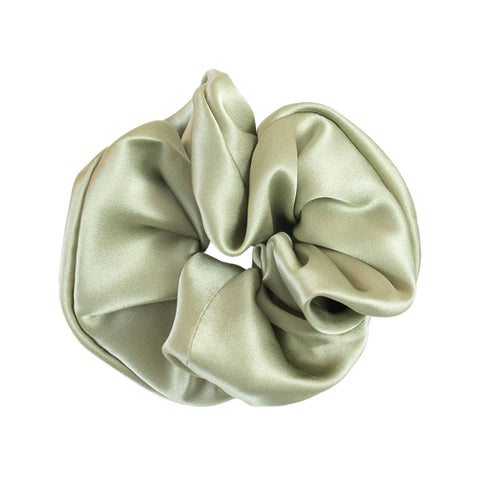 "Silken Hair" Silk Scrunchie Hair Tie - Pale Olive
