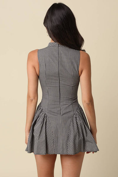 Simone Gingham Pleated Mini Dress