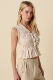 Jenny Smocked Ruffle Hem Blouse