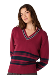 Rocio Striped V-Neck Sweater - Scarlet Navy Stripe, hero