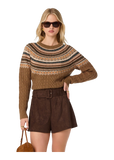 Daria Fair Isle Cable Knit Sweater - Camel, hero