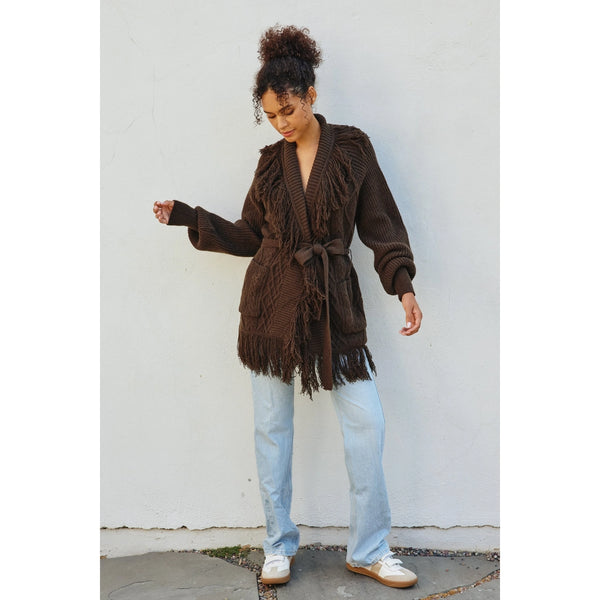 Cable Fringe Cardigan