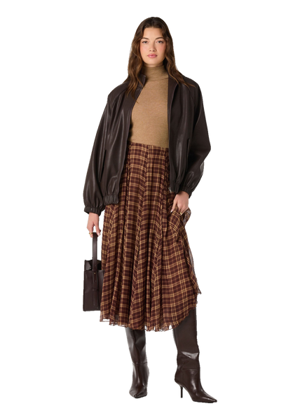 ASTR The Label Fiori Skirt in Brown Plaid