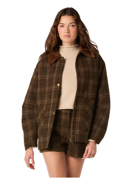ASTR The Label Shae Jacket in Brown Plaid