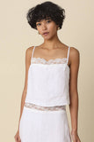 Lacey Linen Lace-Trim Cami Top