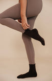Espresso Brown Ruffle Pilates Grip Socks