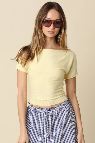 Angela Boat Neck Tee - Butter