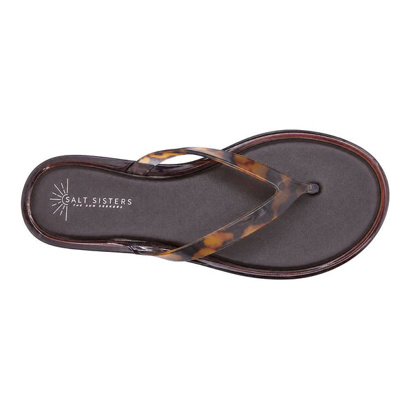 Sunwave Jelly Thong Sandal in tortoise, side profile