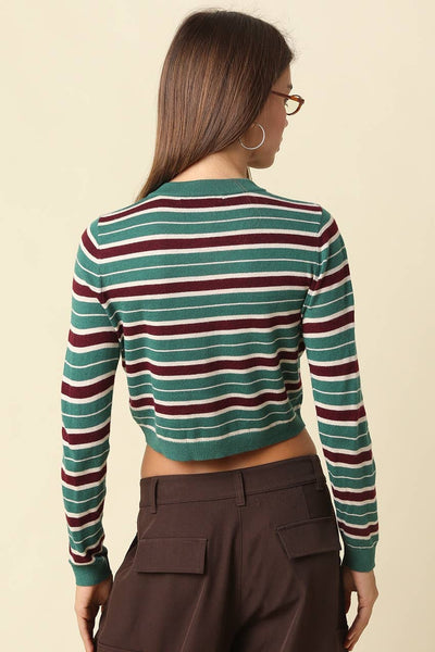 Ella Cardigan in Dark Green, styled with trousers