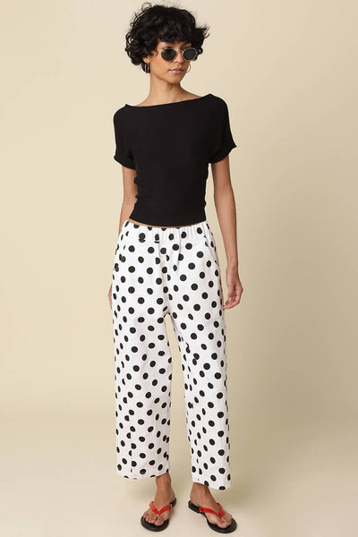 Angela Boat Neck Cinched Tee - Black