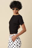 Angela Boat Neck Cinched Tee - Black