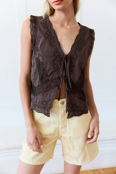 Chocolate Lace Trim Top