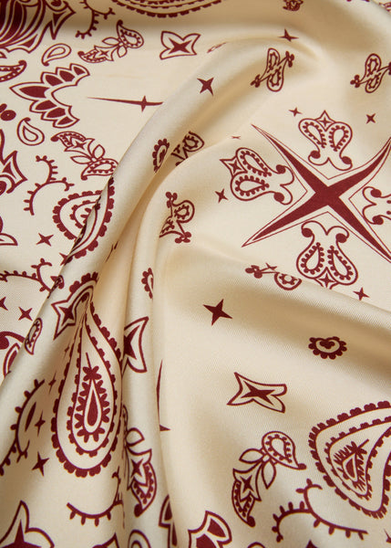 Paisley Silk Bandana - Vanilla Cream