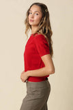 Maddie Cardigan in Red, side view