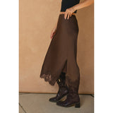 Dark Chocolate Lace Hem Skirt