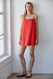 Simple Linen Mini Dress - Chili
