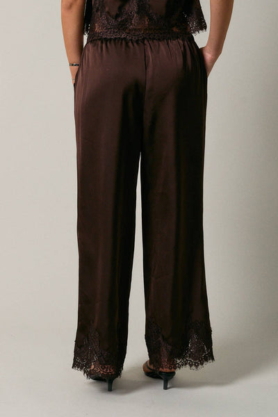 Lace Trim Stretch Pants