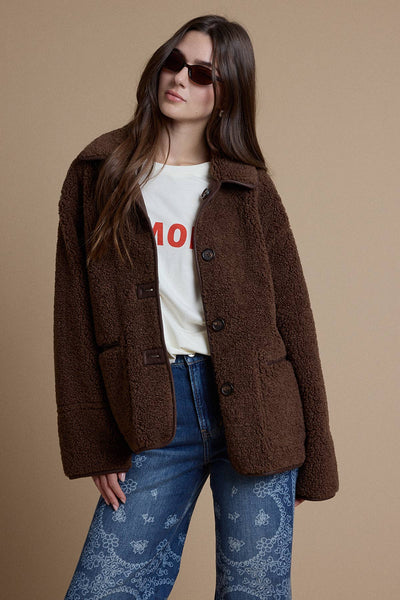 Reversible Faux Leather Sherpa Jacket