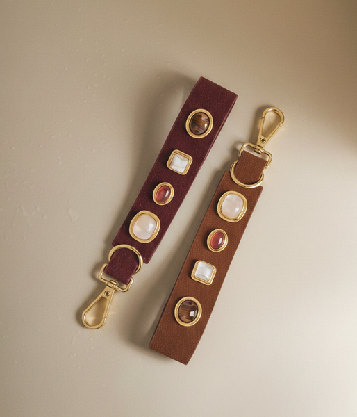 Gemstone Suede Keychain