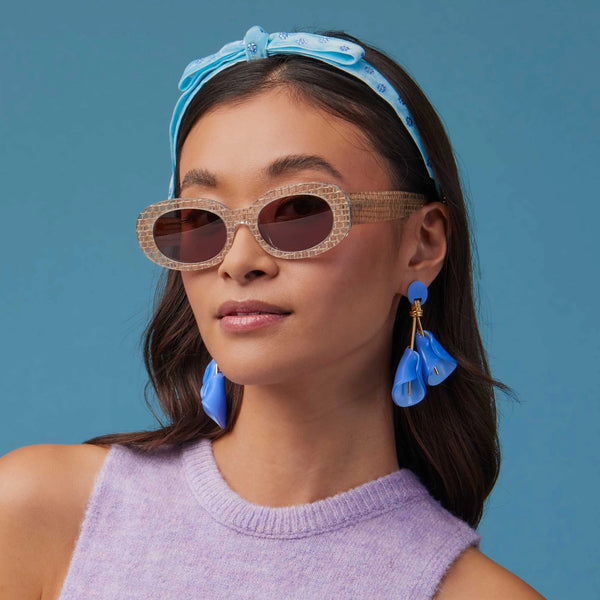 Basketweave Oceanside Oval Sunglasses
