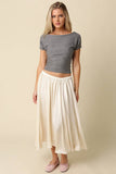Angela Boat Neck Cinched Tee - Brown