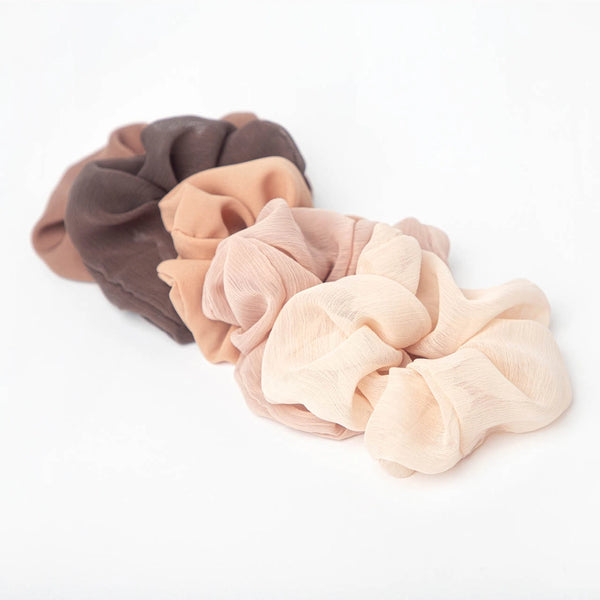 Crepe Scrunchies 5 Pack - Terracotta