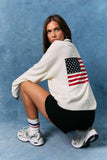USA FLAG HALF ZIP SWEATER
