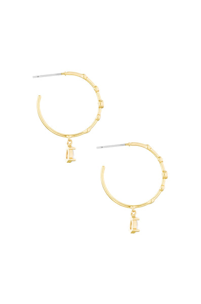 Delicate Crystal Charm Hoop Earrings