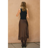 Dark Chocolate Lace Hem Skirt
