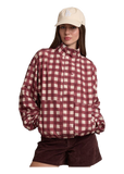 RAISONNEL Rosie Check Windbreaker in wine gingham