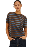 Rails Cotton Cashmere Short Sleeve in Mocha Stripe