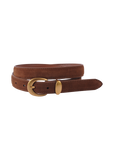 Most Wanted Curved Buckle Suede Belt in Caramel