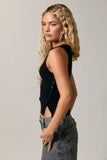 Boatneck Knit Sleeveless Top